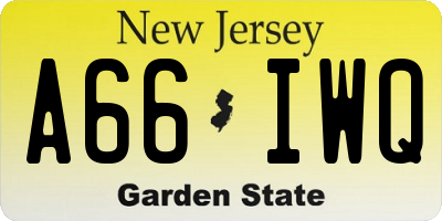NJ license plate A66IWQ