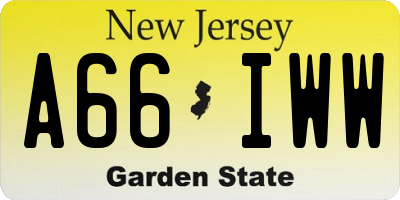 NJ license plate A66IWW
