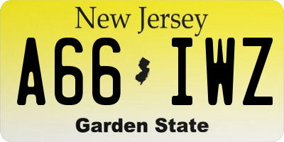 NJ license plate A66IWZ