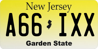 NJ license plate A66IXX