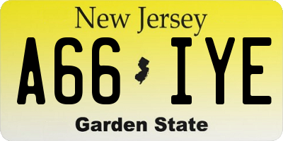 NJ license plate A66IYE