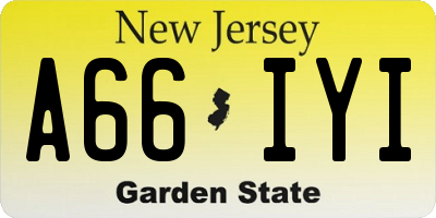 NJ license plate A66IYI