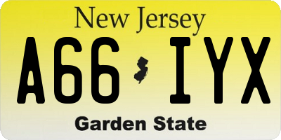NJ license plate A66IYX