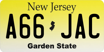 NJ license plate A66JAC