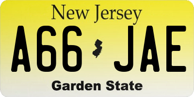 NJ license plate A66JAE