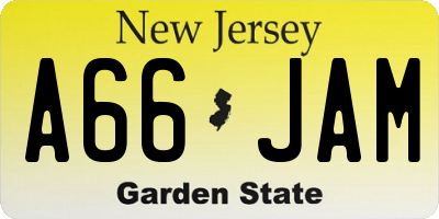 NJ license plate A66JAM