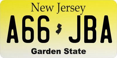 NJ license plate A66JBA