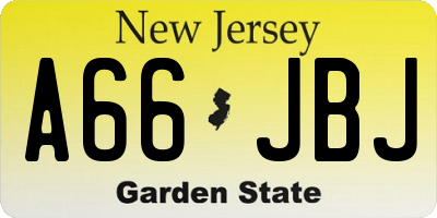 NJ license plate A66JBJ