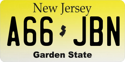 NJ license plate A66JBN