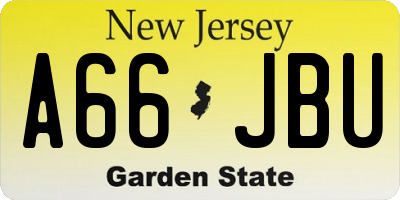 NJ license plate A66JBU