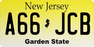 NJ license plate A66JCB