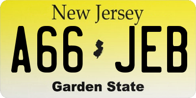 NJ license plate A66JEB
