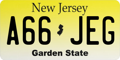 NJ license plate A66JEG