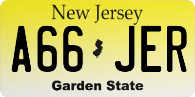 NJ license plate A66JER