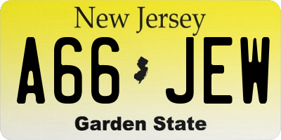 NJ license plate A66JEW
