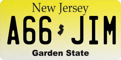 NJ license plate A66JIM