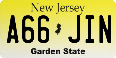 NJ license plate A66JIN