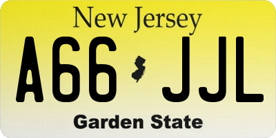 NJ license plate A66JJL