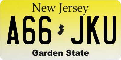 NJ license plate A66JKU