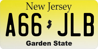 NJ license plate A66JLB