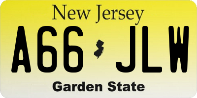 NJ license plate A66JLW