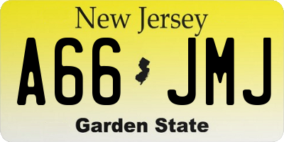 NJ license plate A66JMJ
