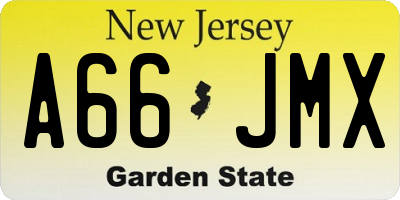 NJ license plate A66JMX