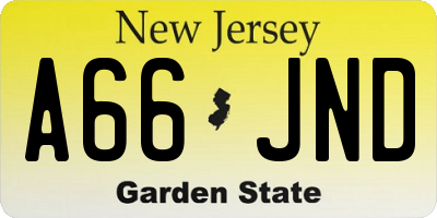 NJ license plate A66JND