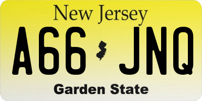 NJ license plate A66JNQ