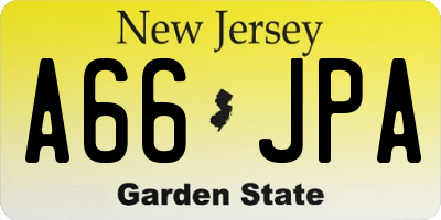 NJ license plate A66JPA