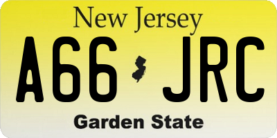 NJ license plate A66JRC