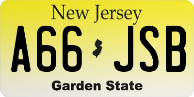 NJ license plate A66JSB