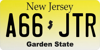 NJ license plate A66JTR