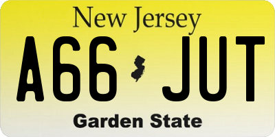 NJ license plate A66JUT