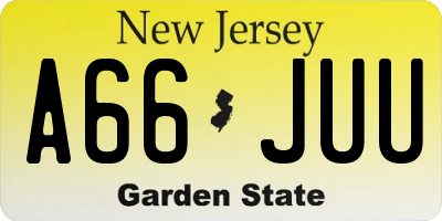 NJ license plate A66JUU