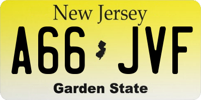 NJ license plate A66JVF