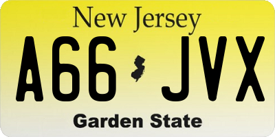 NJ license plate A66JVX