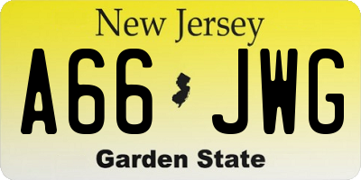 NJ license plate A66JWG
