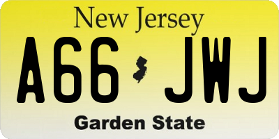 NJ license plate A66JWJ