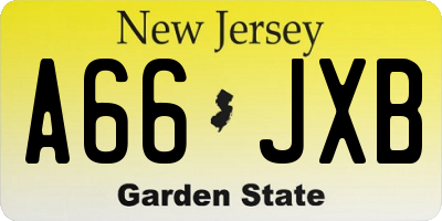 NJ license plate A66JXB