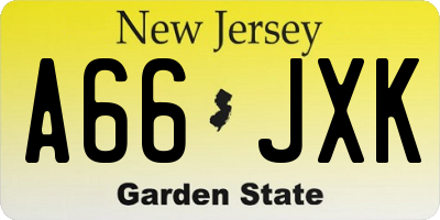 NJ license plate A66JXK