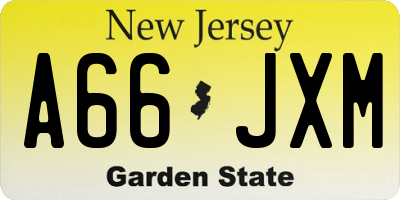 NJ license plate A66JXM