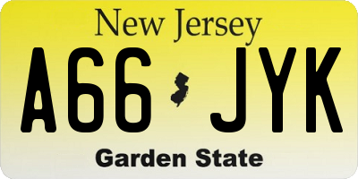 NJ license plate A66JYK