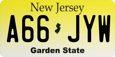NJ license plate A66JYW