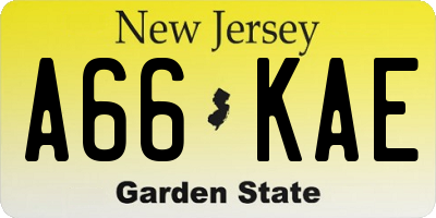 NJ license plate A66KAE