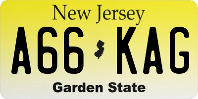 NJ license plate A66KAG