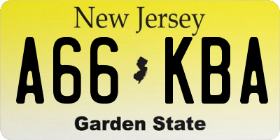 NJ license plate A66KBA