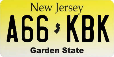 NJ license plate A66KBK