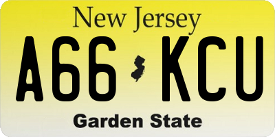 NJ license plate A66KCU