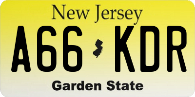 NJ license plate A66KDR